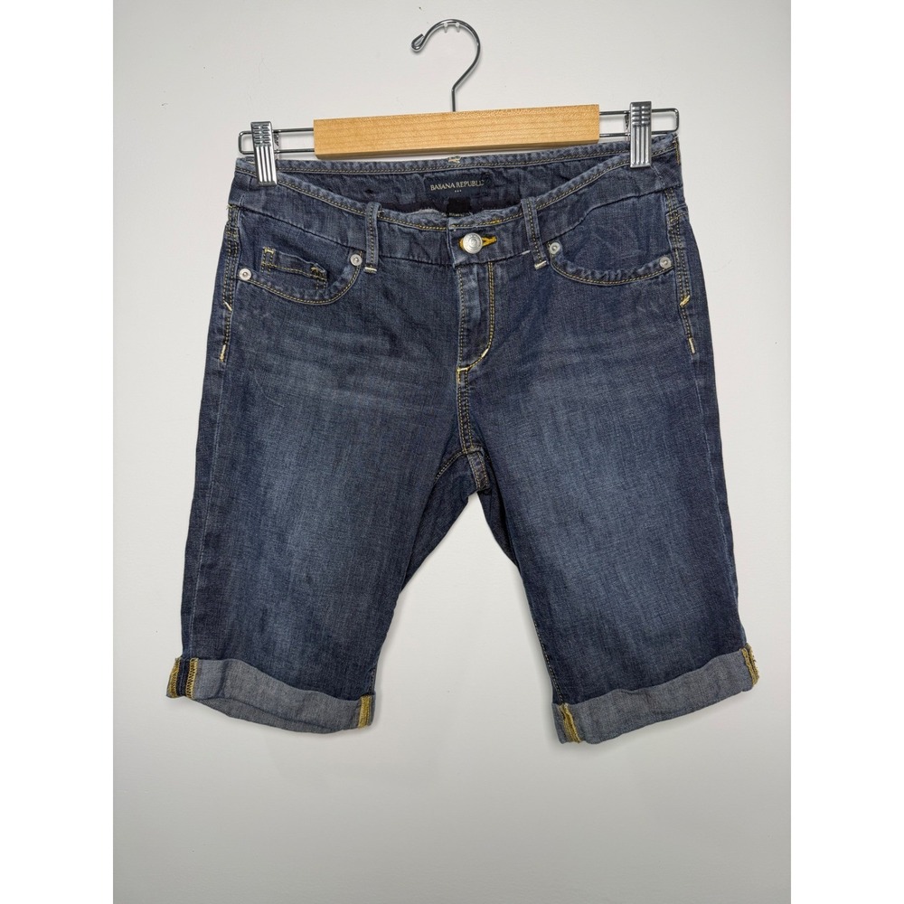 Banana Republic Women‎ Size 27/4 Denim Jean Bermuda Shorts Long Cuffed